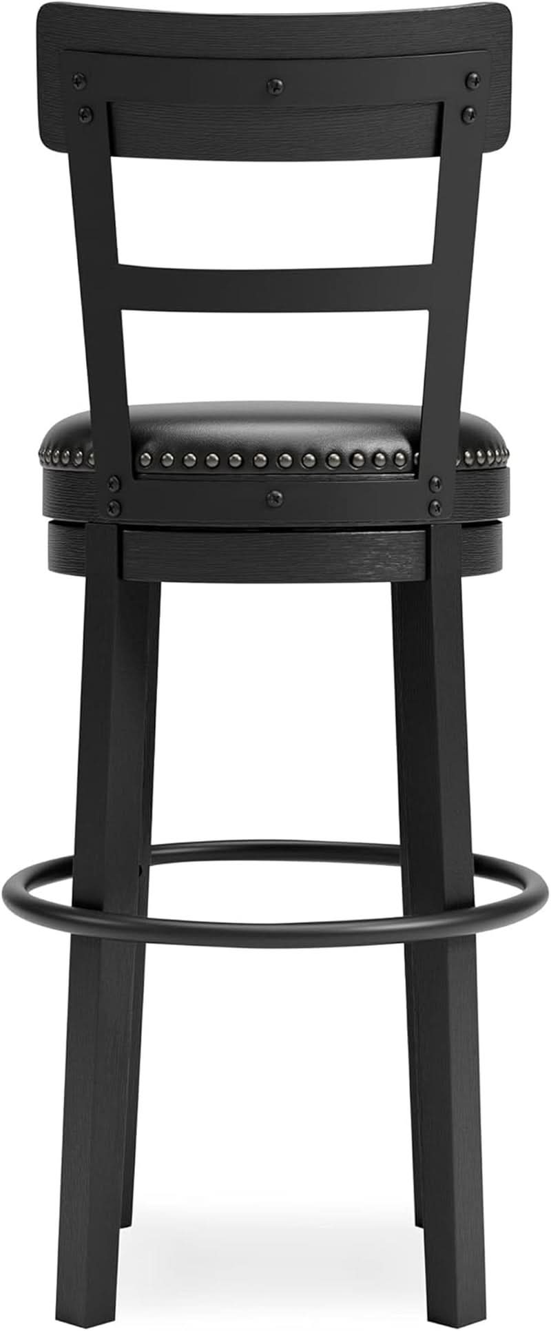 Valebeck 30.38 Black Upholstered Pub Height Swivel Barstool