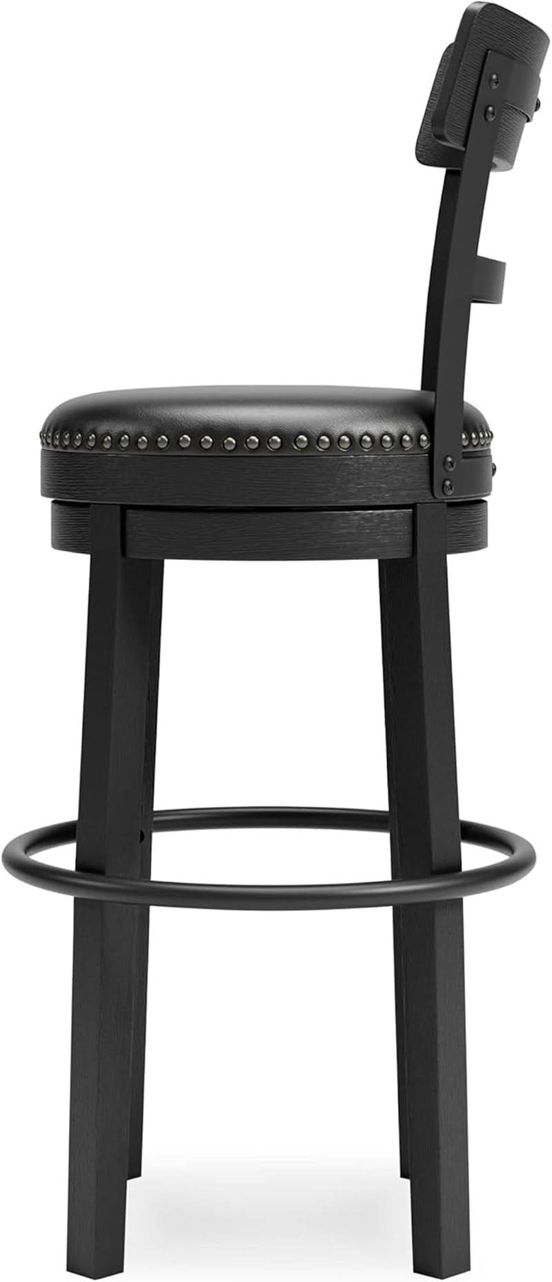 Valebeck 30.38 Black Upholstered Pub Height Swivel Barstool