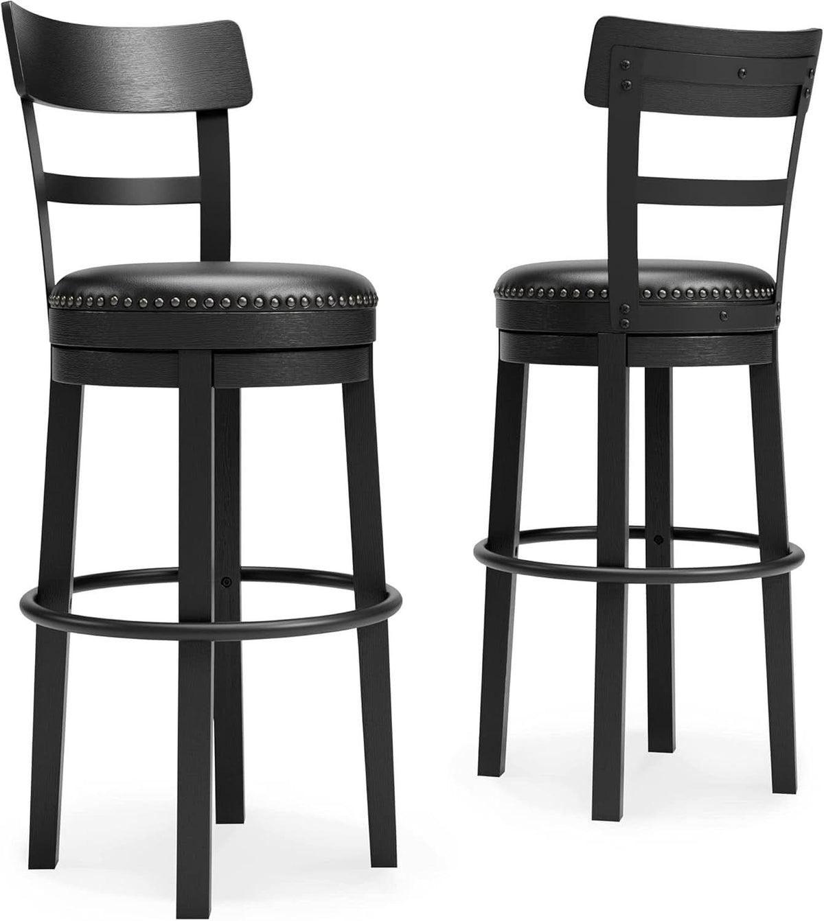 Valebeck 30.38 Black Upholstered Pub Height Swivel Barstool