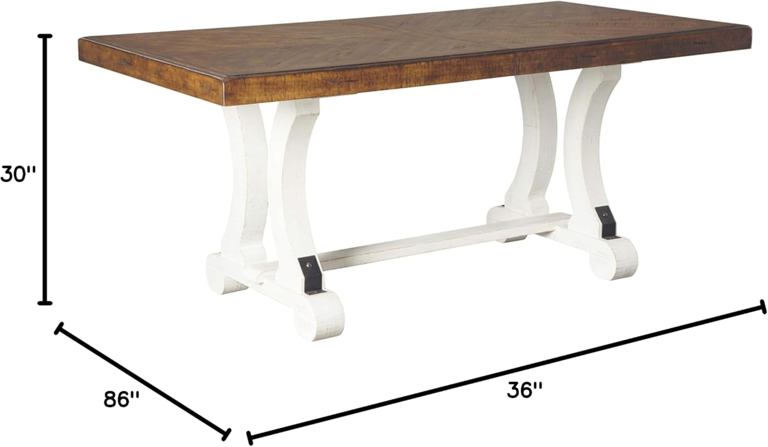 Valebeck Farmhouse Rectangular Extension Dining Table White And Brown Seats 8