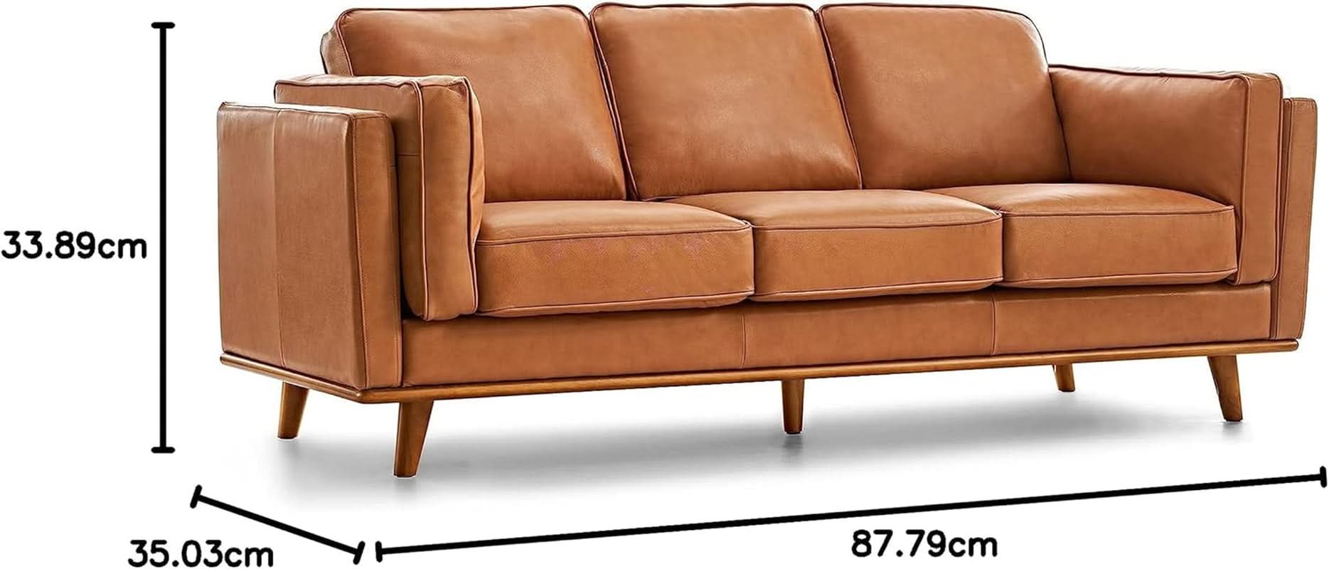 Valencia Artisan 88 Inch Full Leather Sofa Cognac Tan