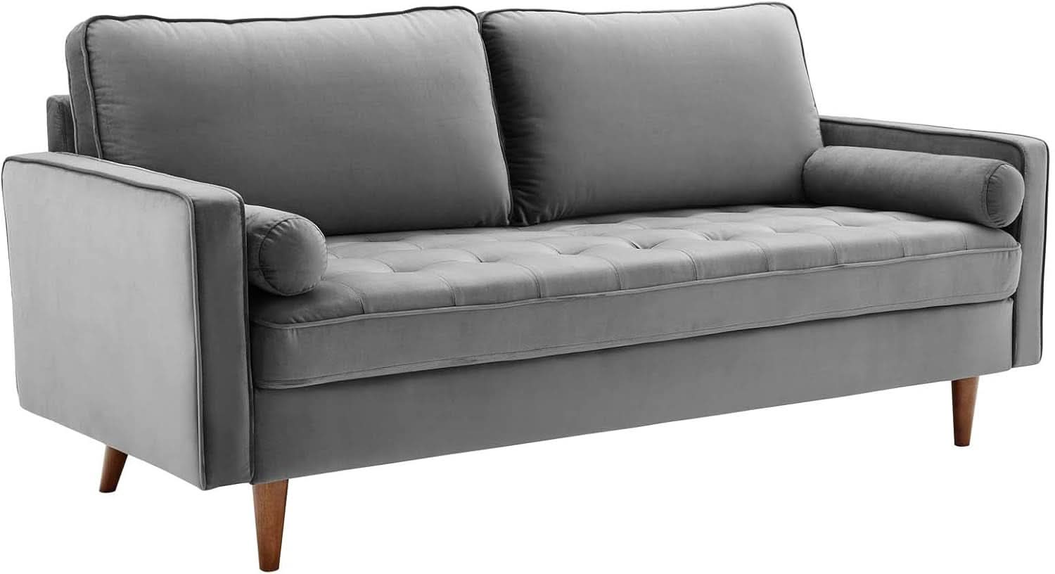 Valour Performance Velvet Sofa Gray Mid Century Modern