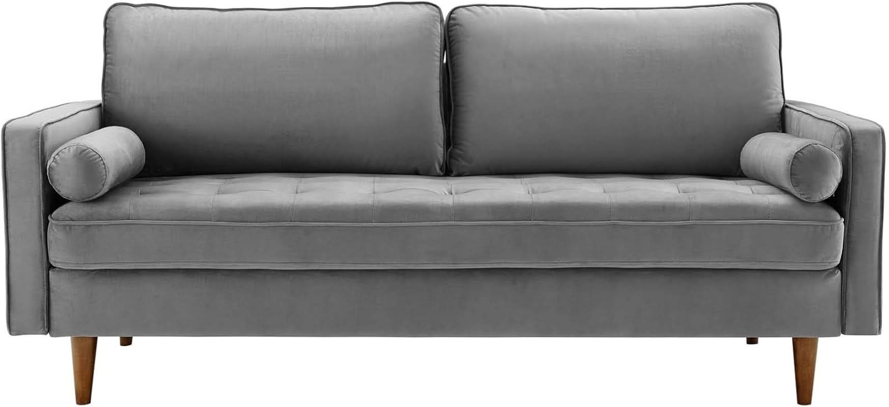 Valour Performance Velvet Sofa Gray Mid Century Modern