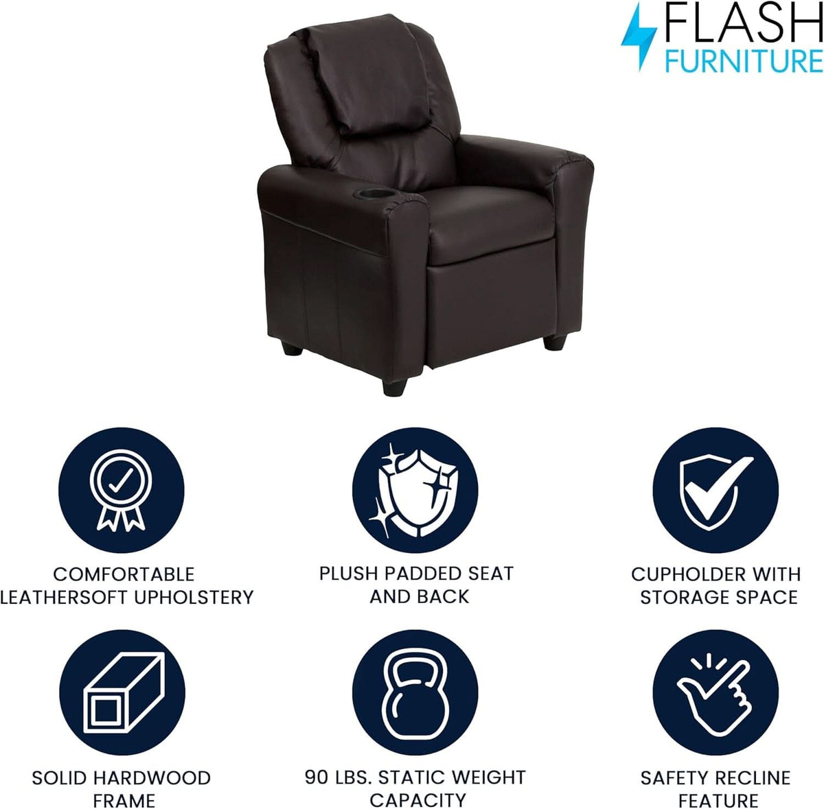 Vana Leathersoft Kids Recliner With Cup Holder And Headrest