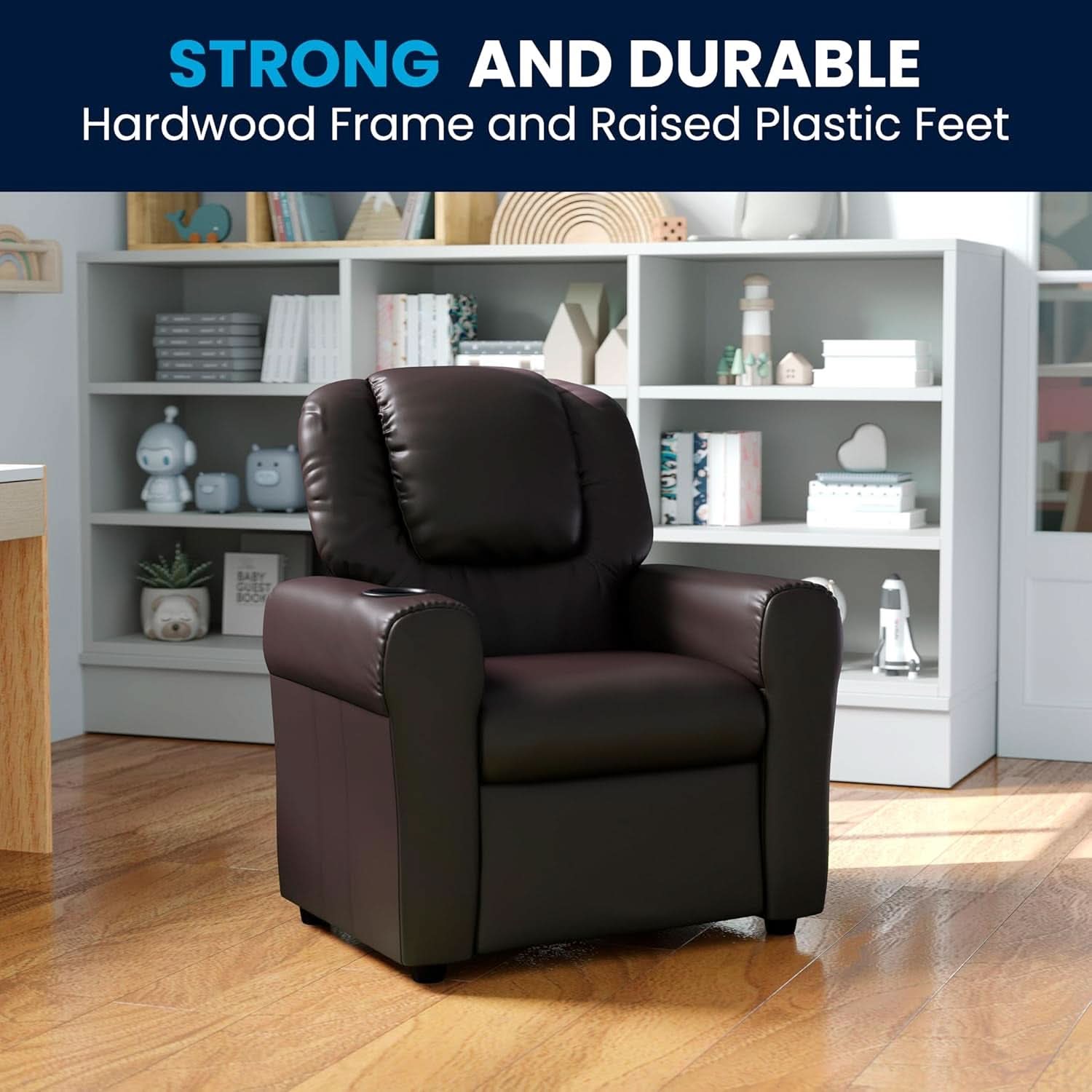 Vana Leathersoft Kids Recliner With Cup Holder And Headrest