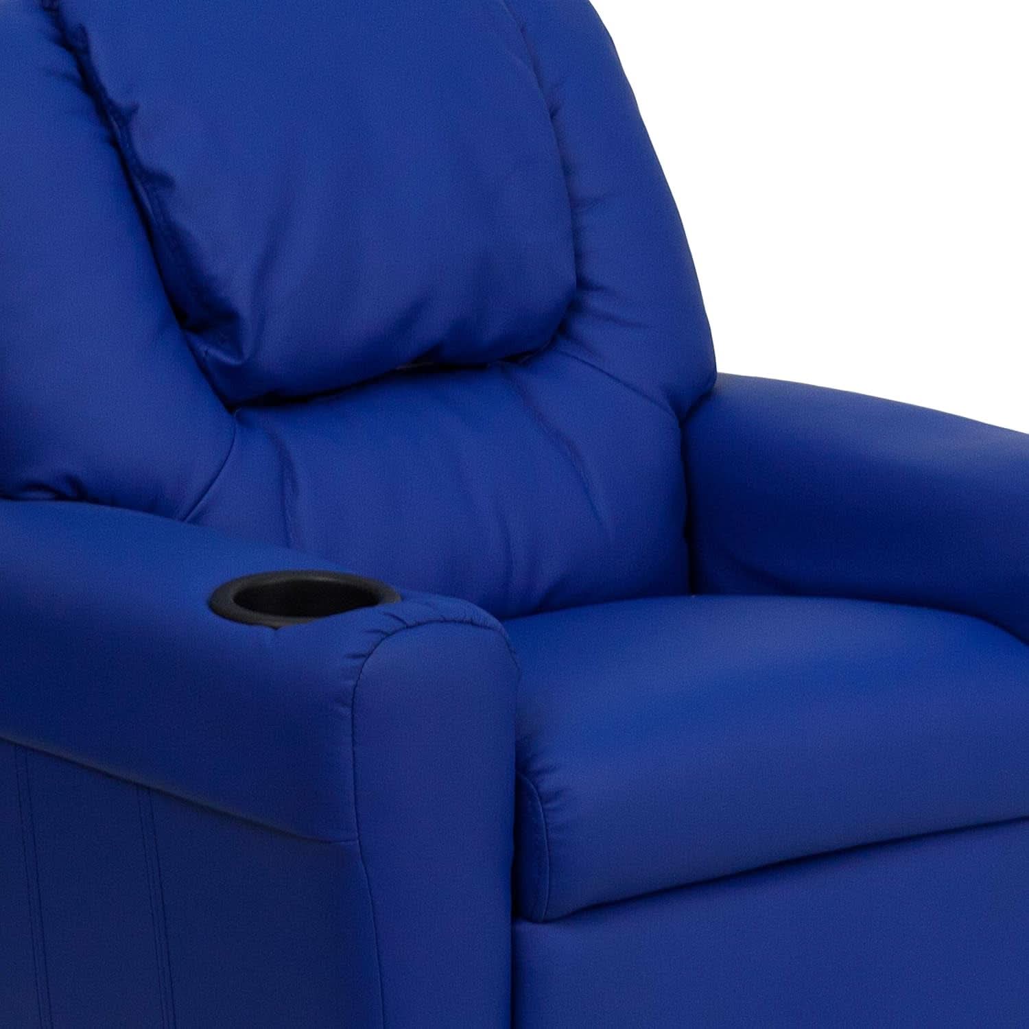 Vana Vinyl Kids Recliner Blue With Cup Holder And Headrest