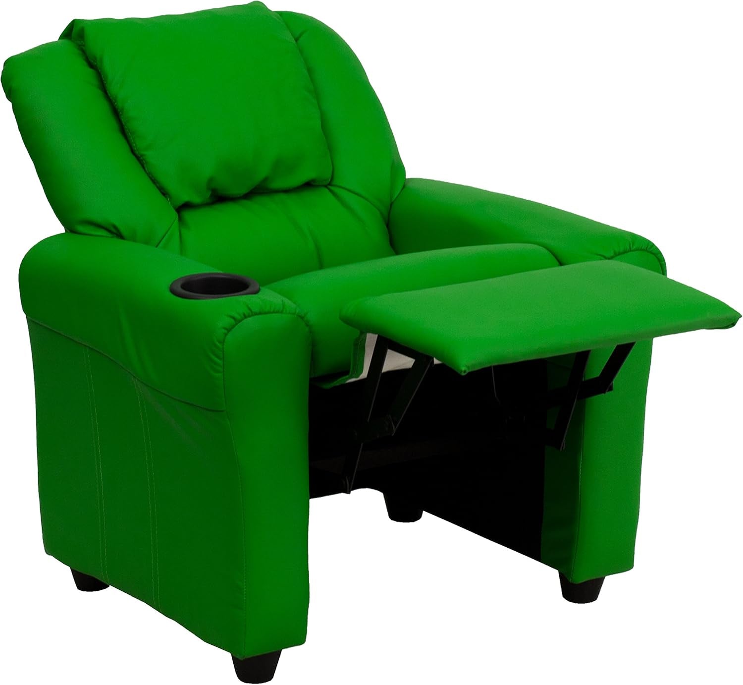 Vana Vinyl Kids Recliner With Cup Holder And Headrest Green