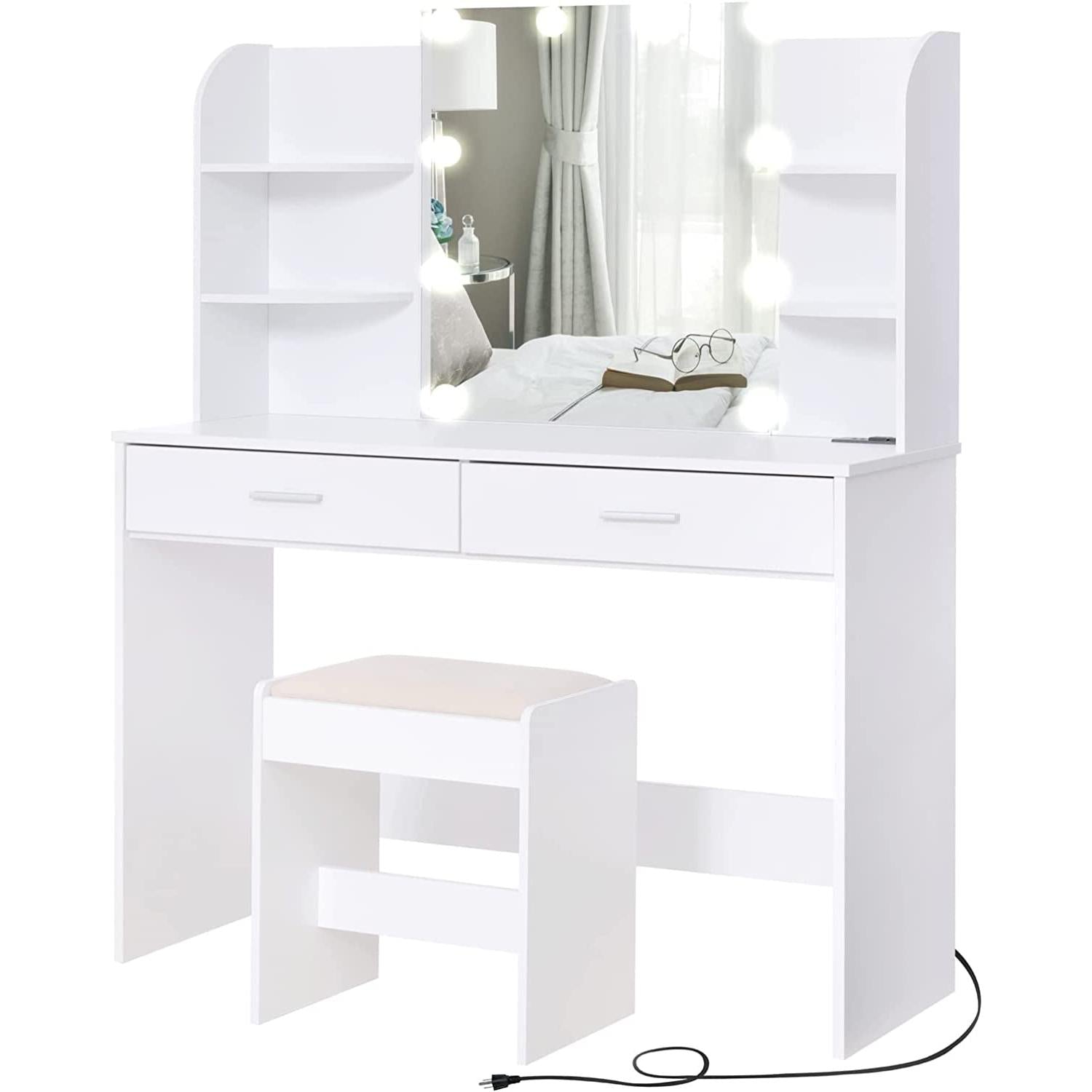 Vanity Set With Lighted Mirror And Charging Station