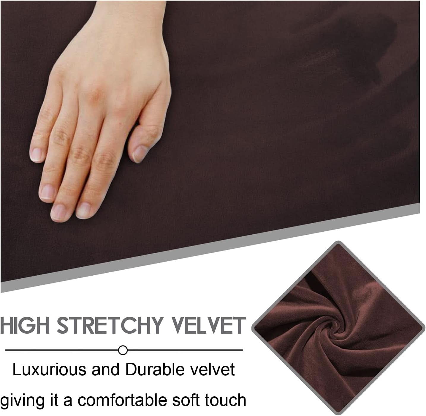 Velvet 8-Piece Reclining Loveseat Cover In Chocolate