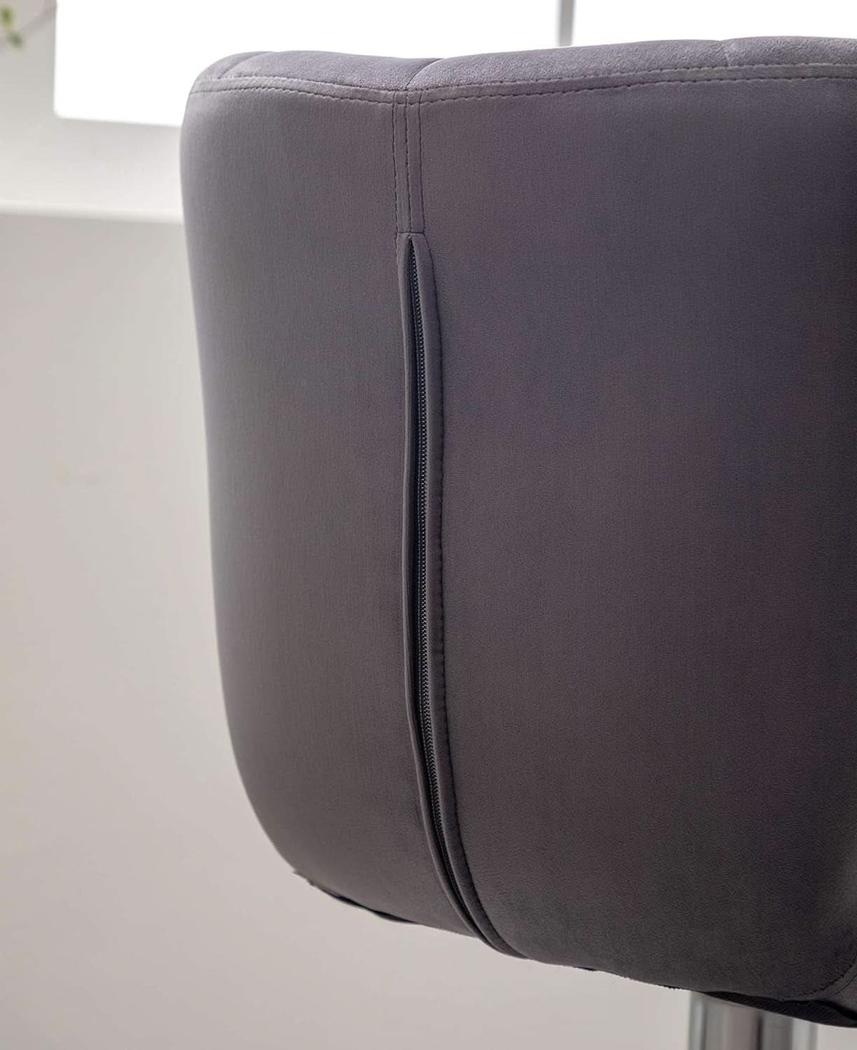 Velvet Adjustable Swivel Barstools Gray Set of Two