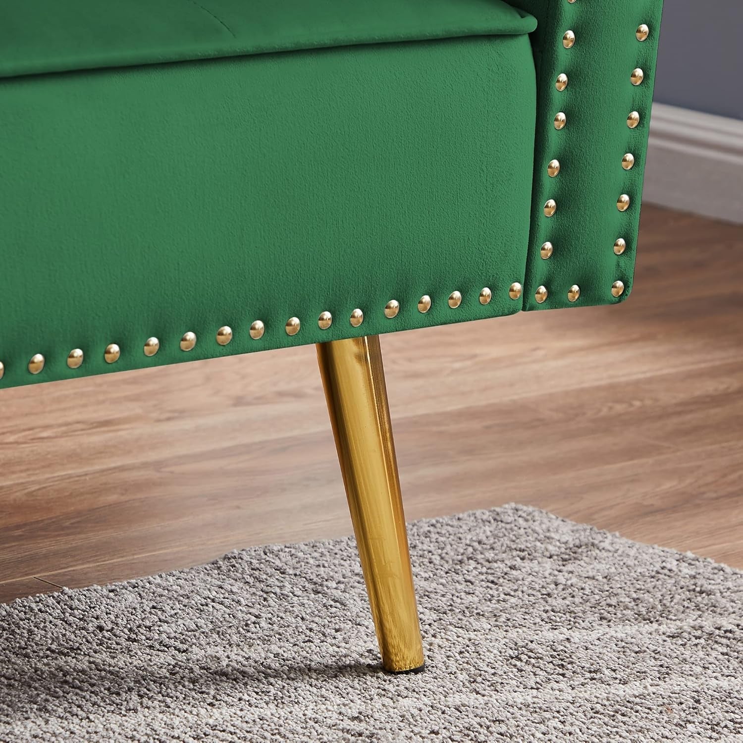 Velvet Convertible Sofa Bed Sleeper With Nailhead Trim