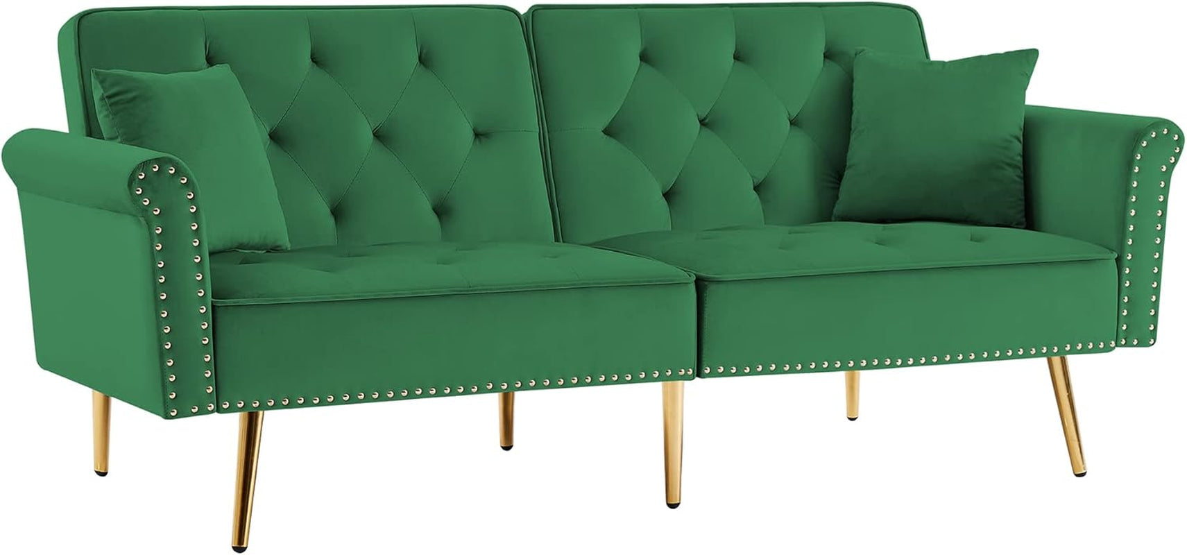 Velvet Convertible Sofa Bed Sleeper With Nailhead Trim