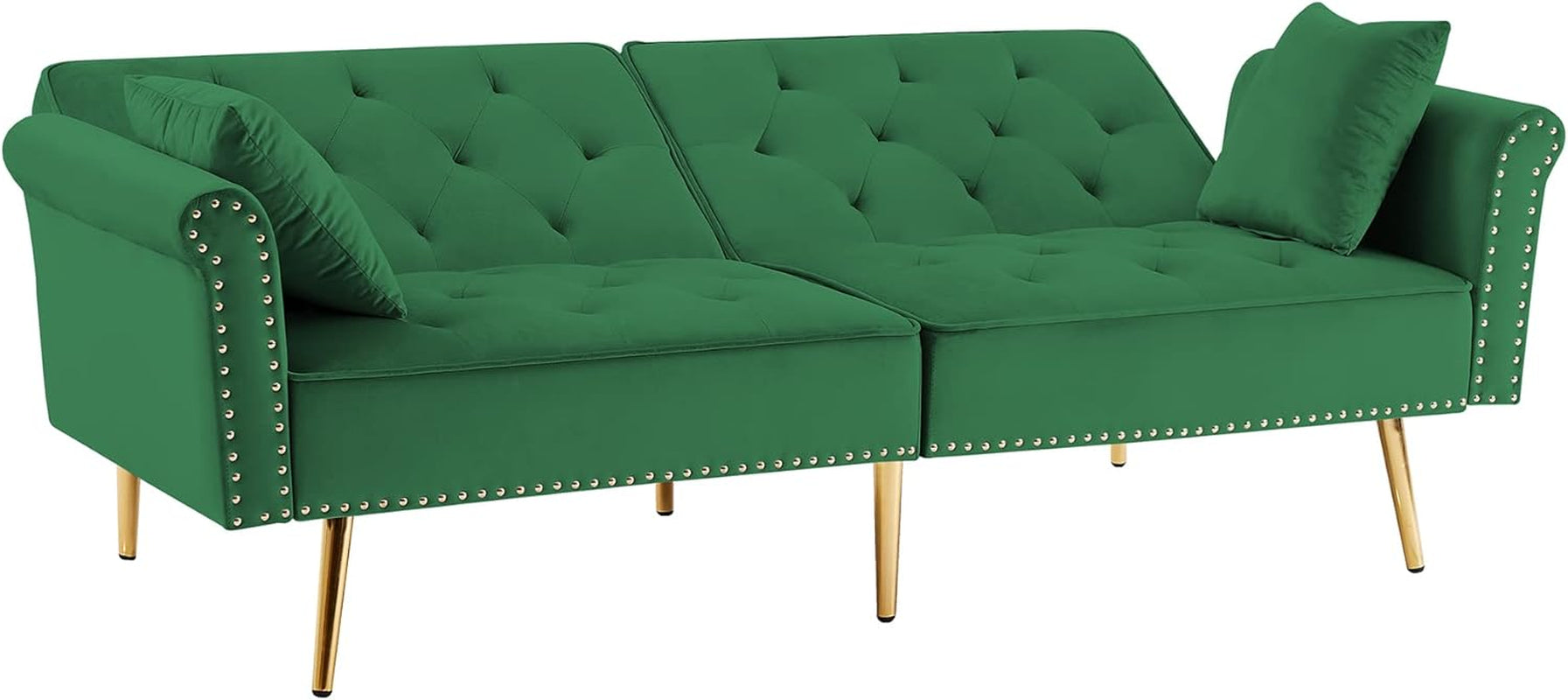 Velvet Convertible Sofa Bed Sleeper With Nailhead Trim