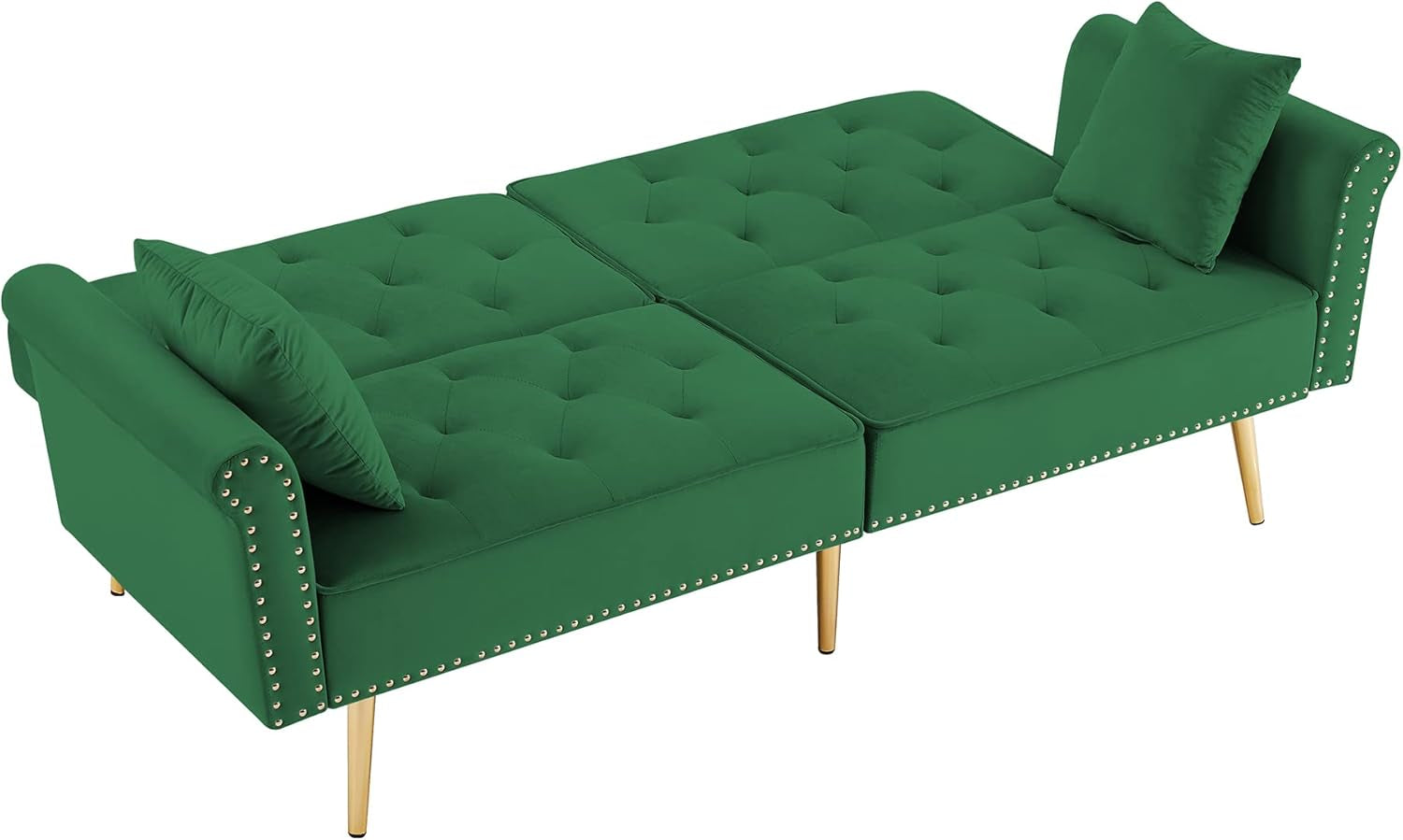 Velvet Convertible Sofa Bed Sleeper With Nailhead Trim
