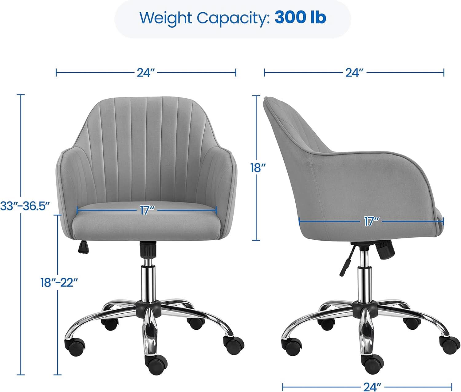Velvet Desk Chair Height Adjustable Swivel Office Chair
