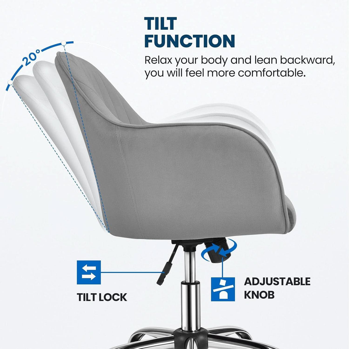 Velvet Desk Chair Height Adjustable Swivel Office Chair