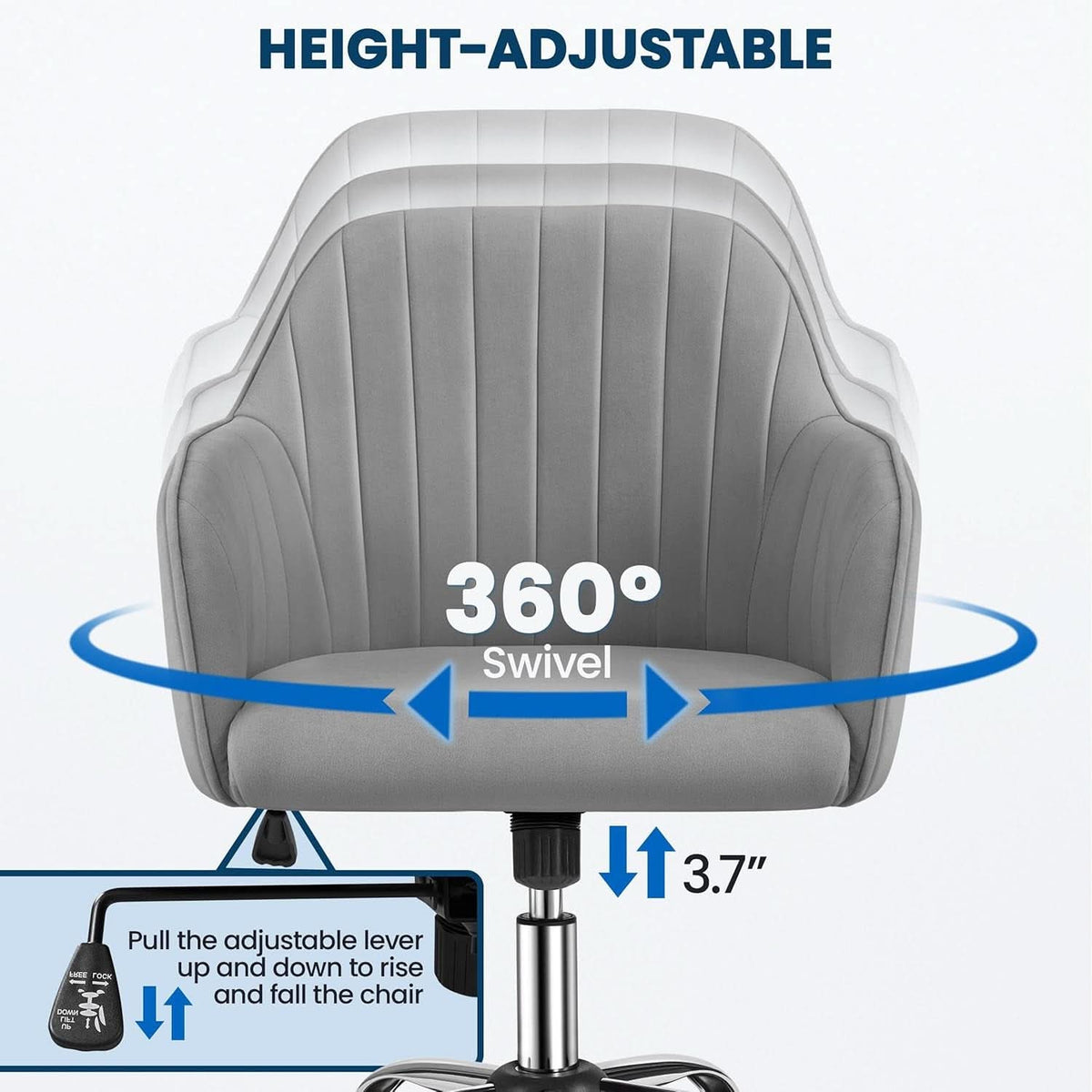 Velvet Desk Chair Height Adjustable Swivel Office Chair