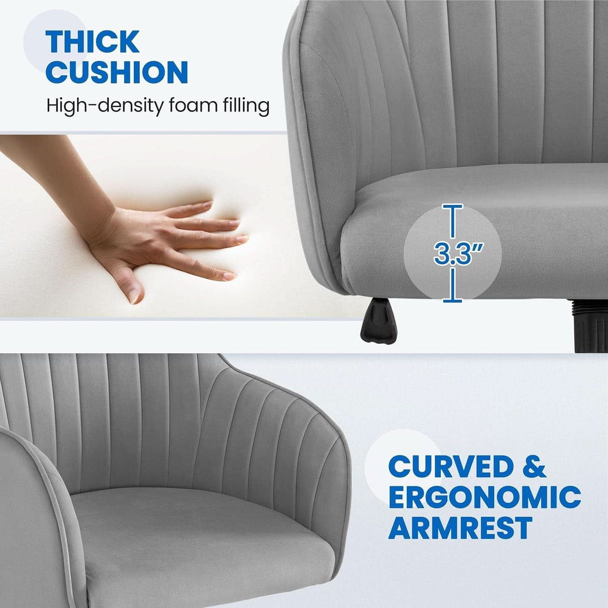 Velvet Desk Chair Height Adjustable Swivel Office Chair