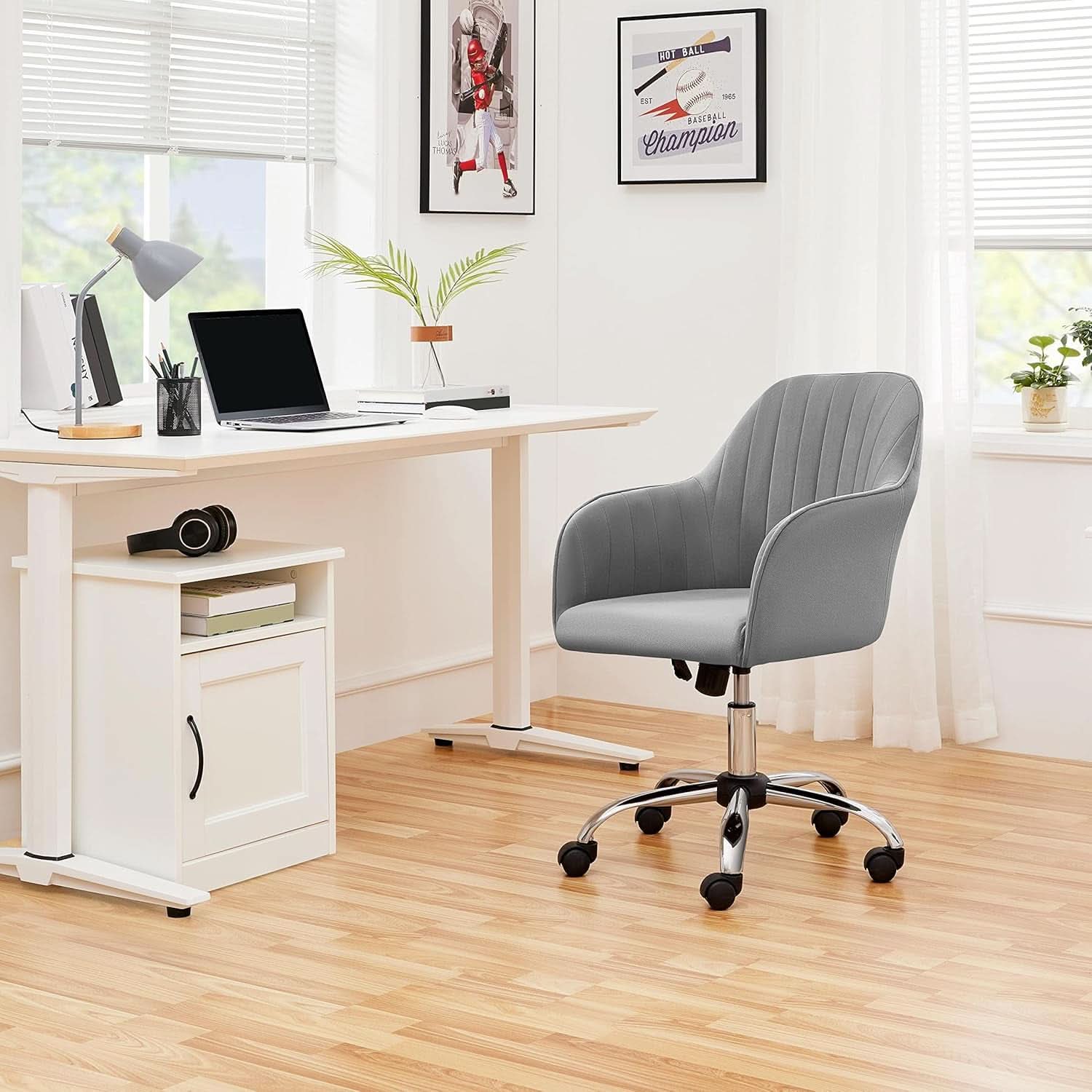Velvet Desk Chair Height Adjustable Swivel Office Chair