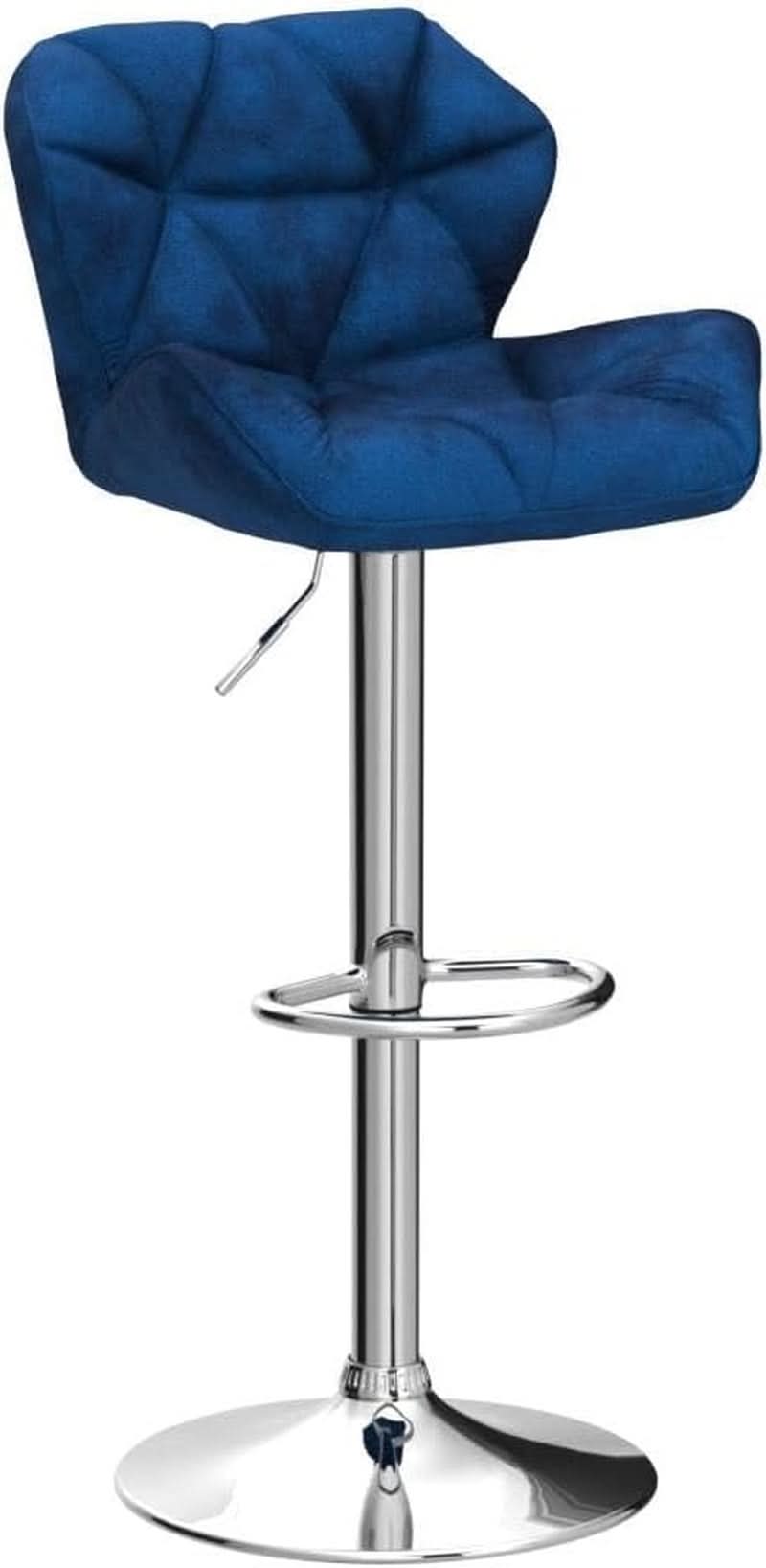 Velvet Diamond Tufted Swivel Barstools Blue Adjustable Height Set of 2