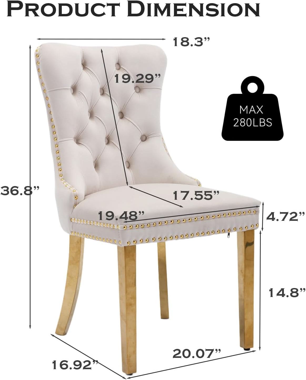 Velvet Dining Chairs Set Of 4 With Gold Plated Legs