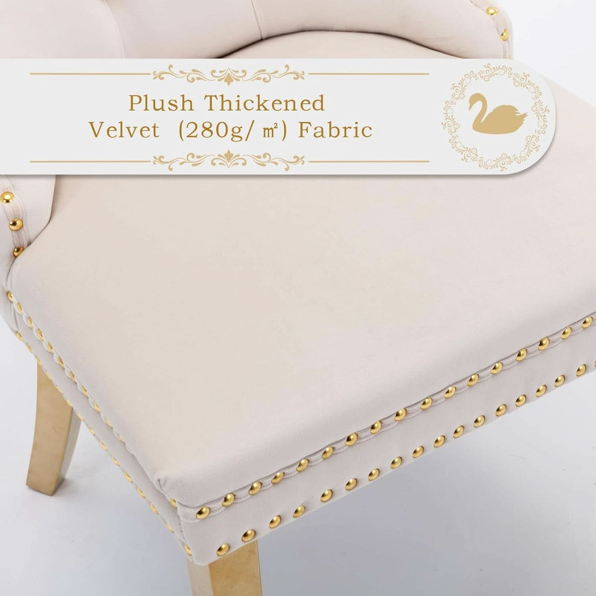 Velvet Dining Chairs Set Of 4 With Gold Plated Legs