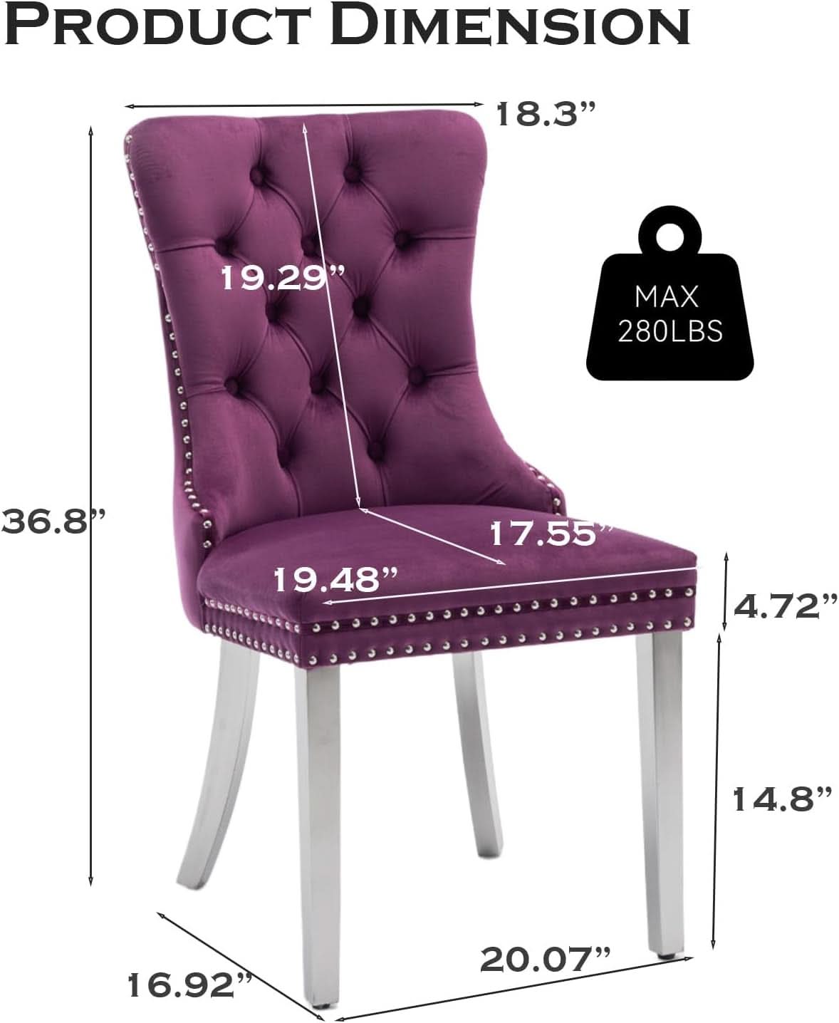 Velvet Dining Chairs Set Of 4 With Nailhead Trim And Silver Plated Legs