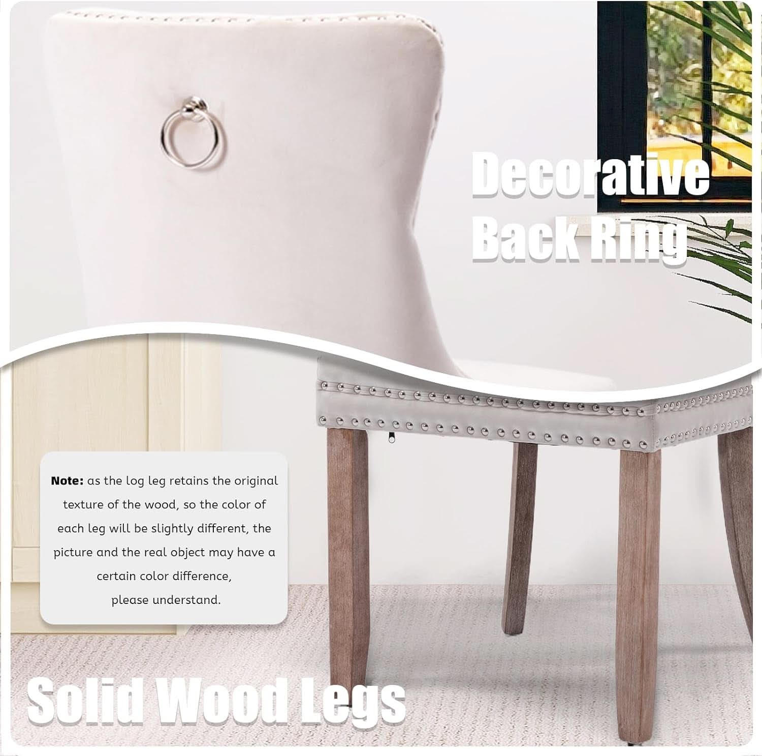 Velvet Dining Chairs Set Of 6 Beige Tufted High Back