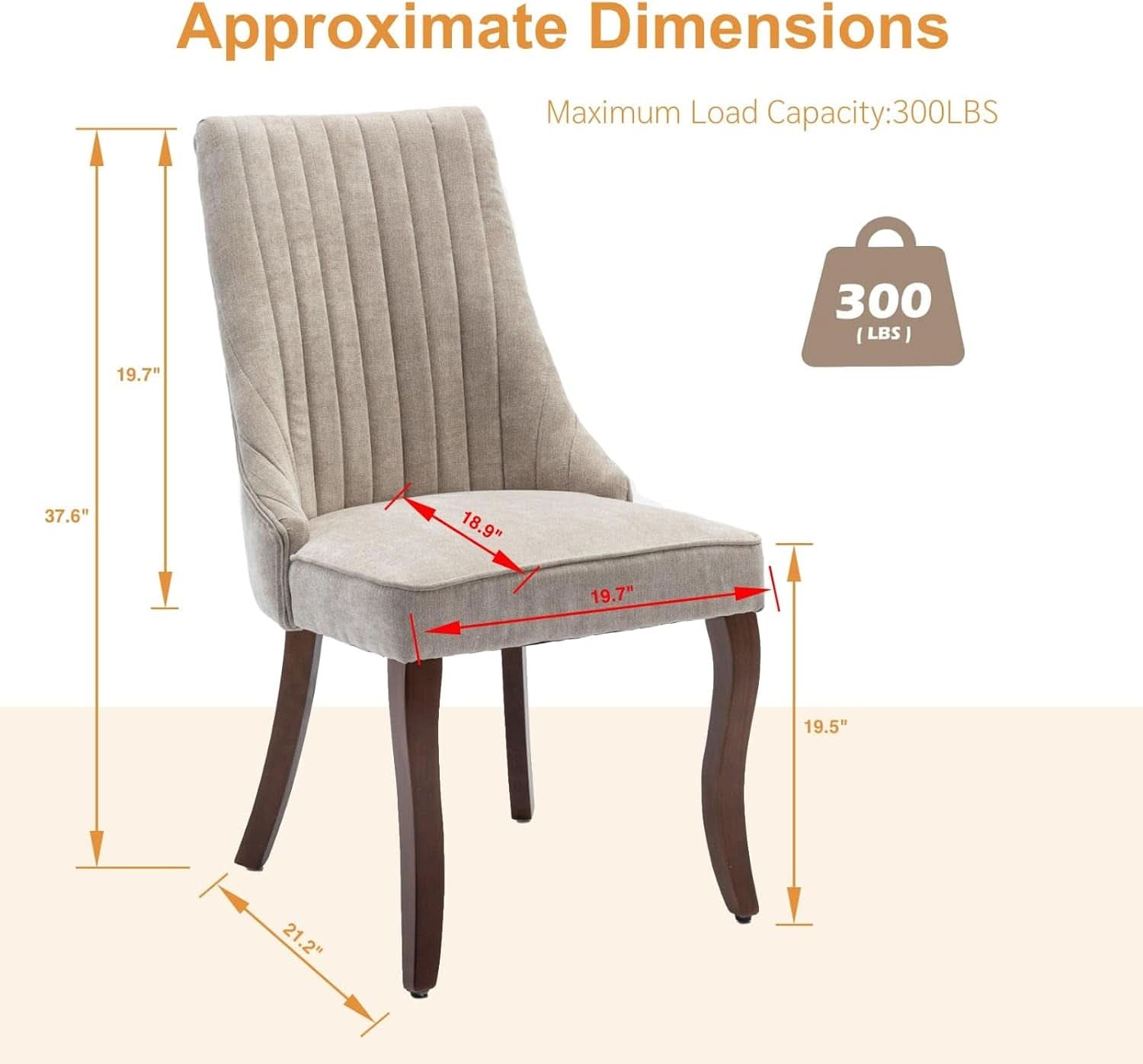 Velvet Dining Chairs Set of 4 Beige With Curved Wood Legs