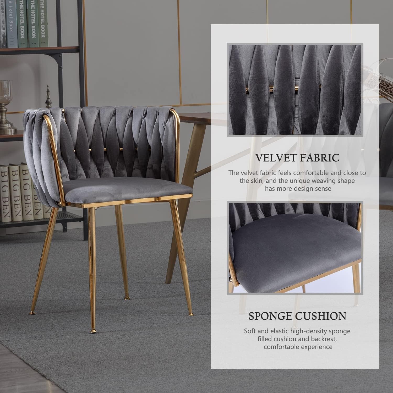 Velvet Dining Chairs Set of 4 Grey Modern Design Collection