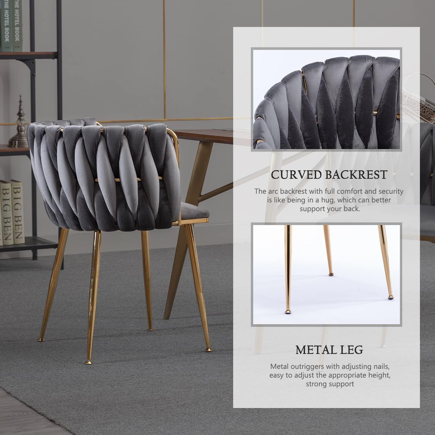 Velvet Dining Chairs Set of 4 Grey Modern Design Collection