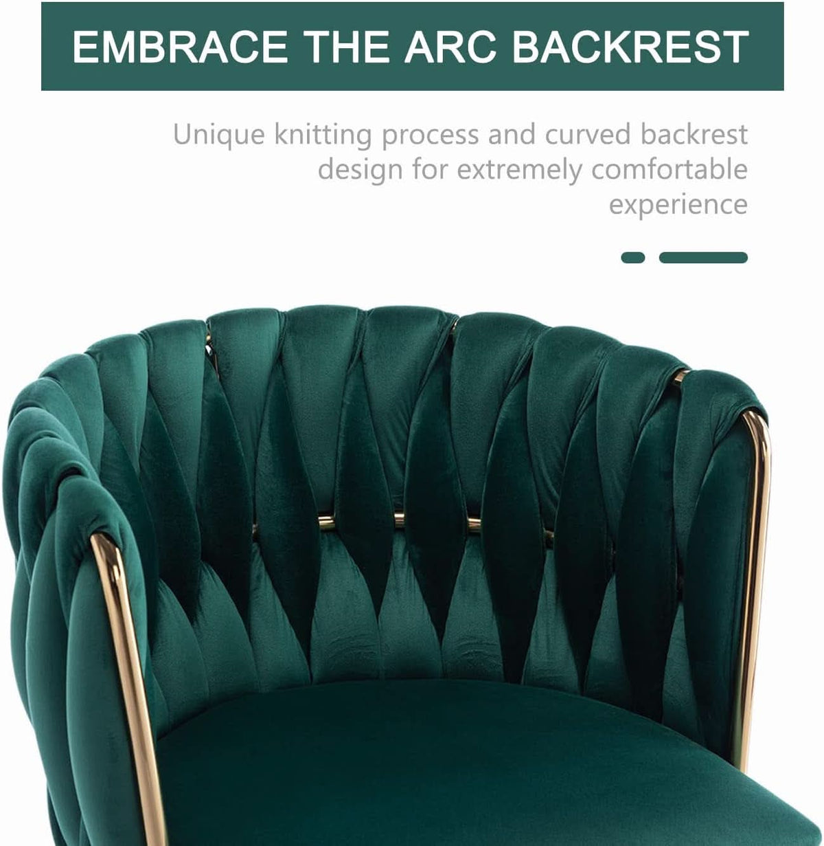 Velvet Dining Chairs Set of 4 With Gold Metal Legs in Green