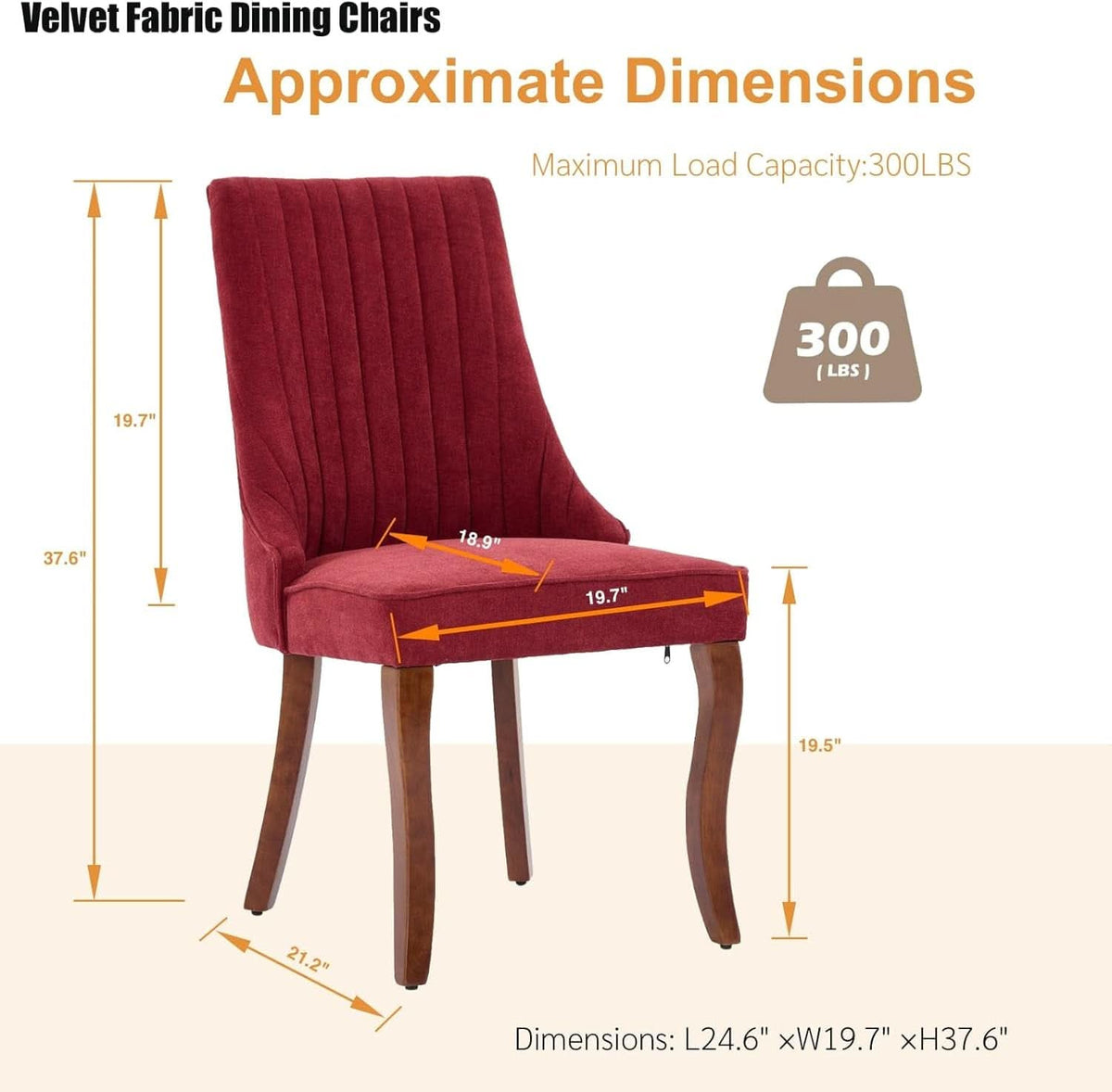 Velvet Dining Chairs Wine Red Channel Tufted Wood Legs