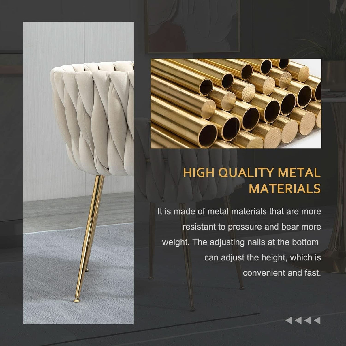 Velvet Dining Chairs With Gold Metal Legs Tufted Modern Wingback Set Of 4