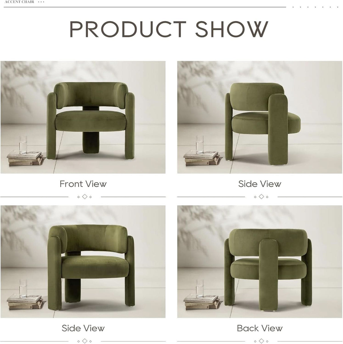 Velvet Green Barrel Armchairs Set Of 2 For Living Room Decor