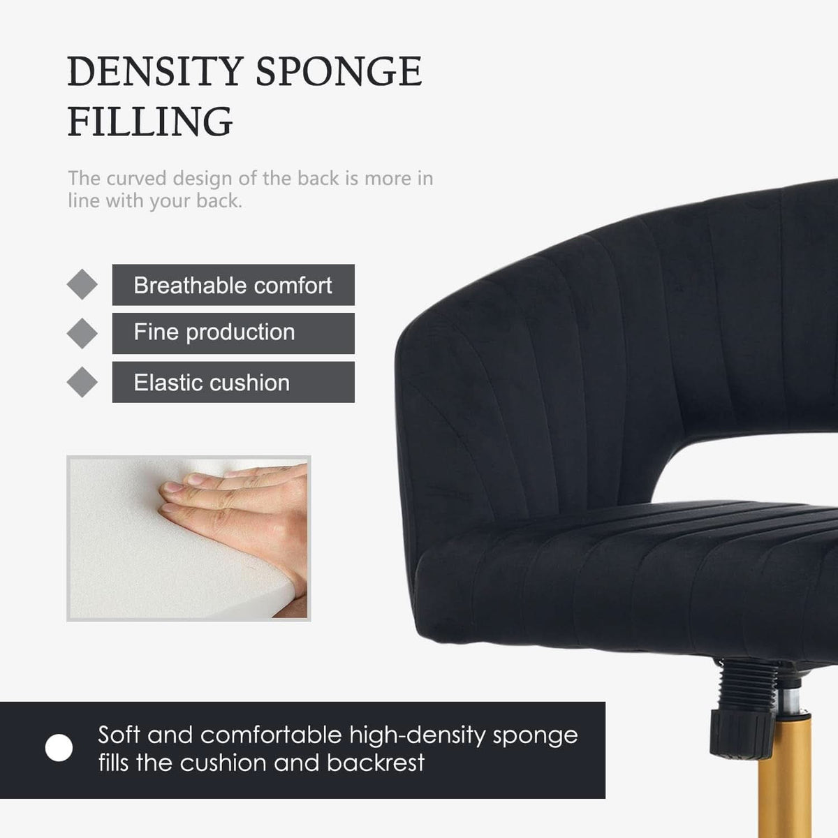 Velvet Home Office Chair 360 Degree Swivel Black Lux Velvet
