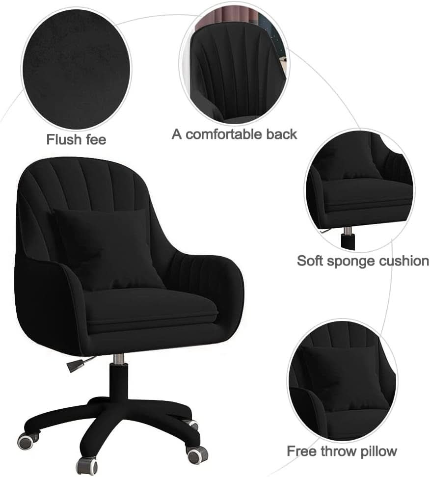 Velvet Home Office Chair Height Adjustable For Desk Use