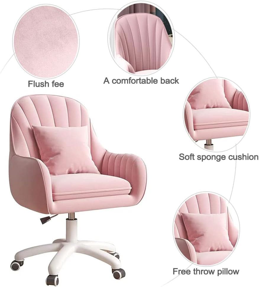 Velvet Home Office Chair With Tufted Mid Back And Height Adjustment
