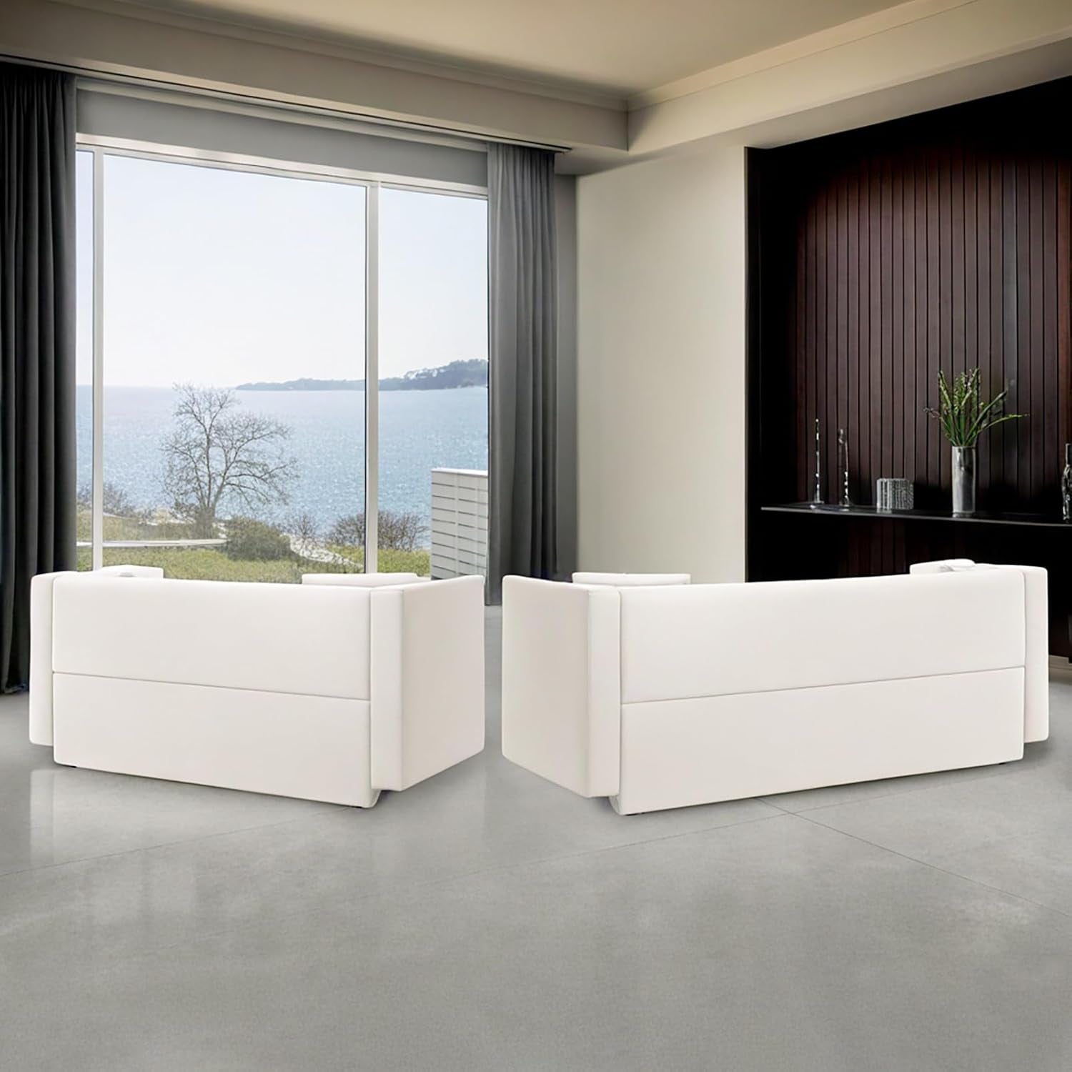 Velvet L Shaped Sofa Set With Nailhead Trim And Gold Legs