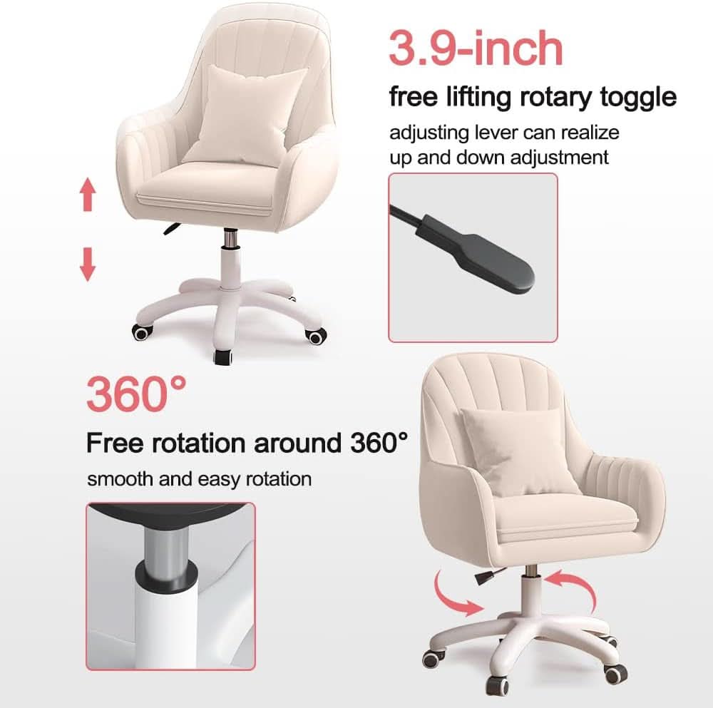 Velvet Mid Back Office Chair With Adjustable Height