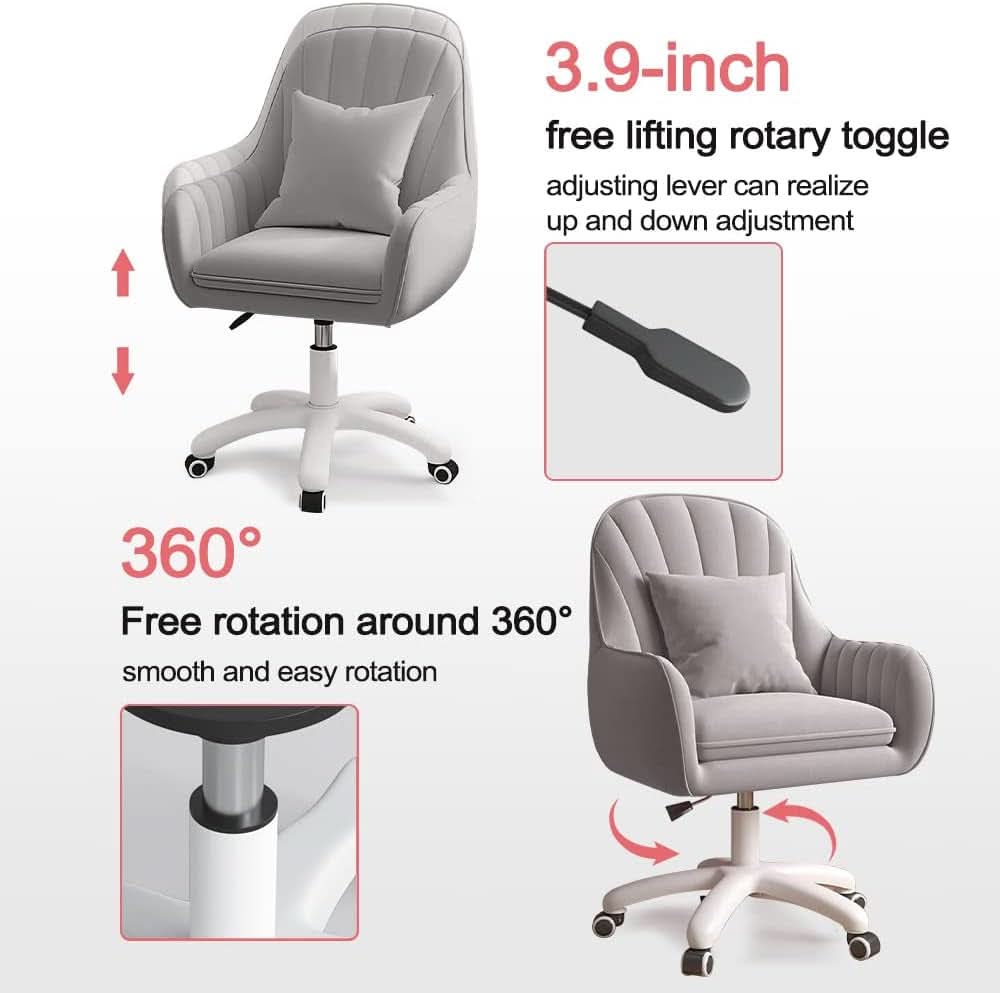 Velvet Mid Back Office Chair With Adjustable Height