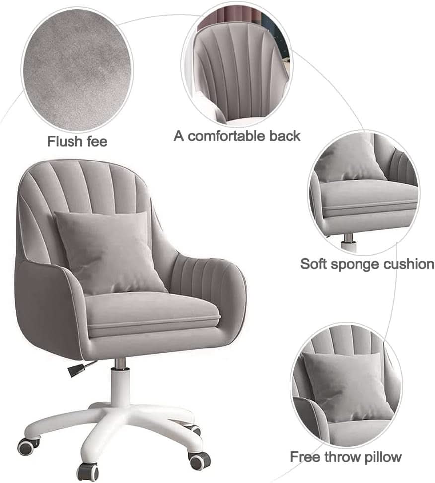 Velvet Mid Back Office Chair With Adjustable Height