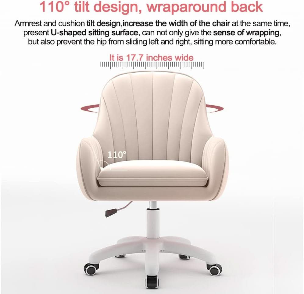 Velvet Mid Back Office Chair With Adjustable Height