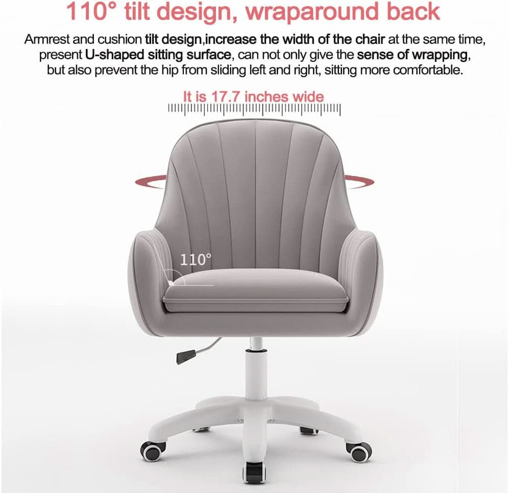 Velvet Mid Back Office Chair With Adjustable Height