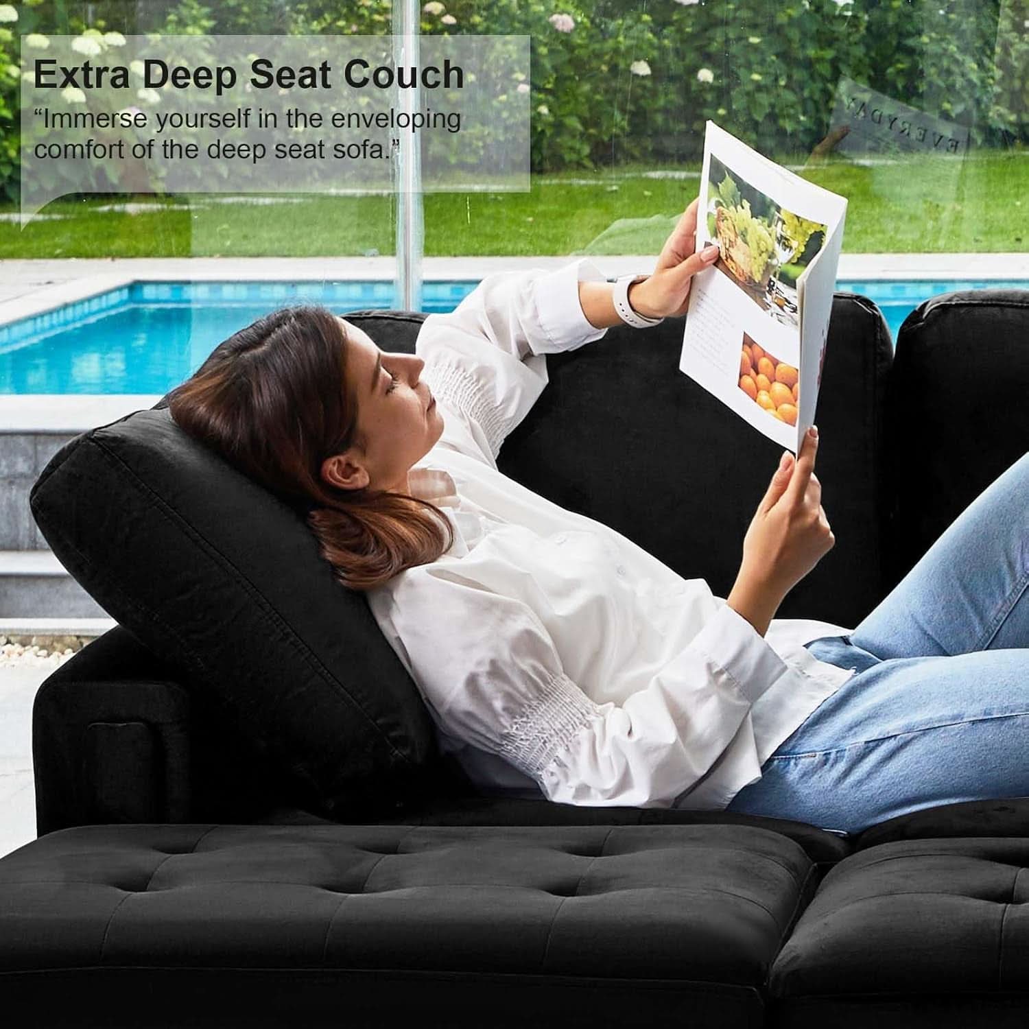 Velvet Modular Sectional Sofa Storage And Reversible Chaise