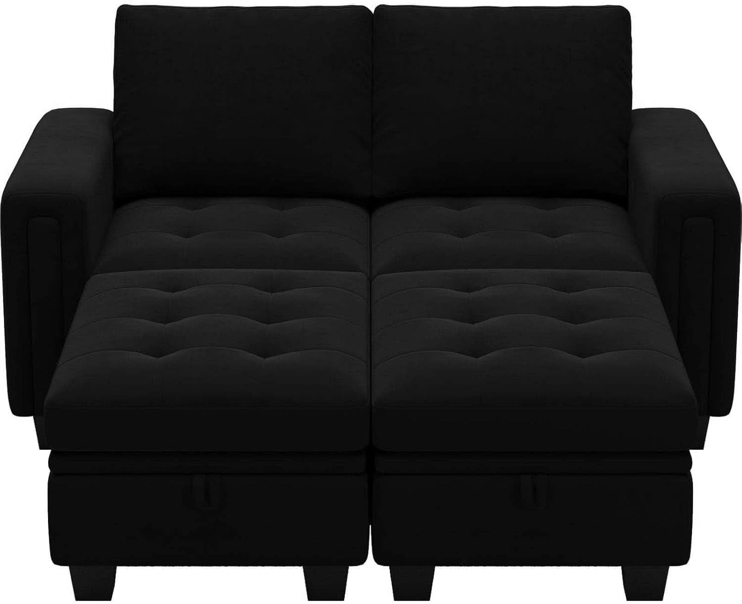 Velvet Modular Sectional Sofa Storage And Reversible Chaise