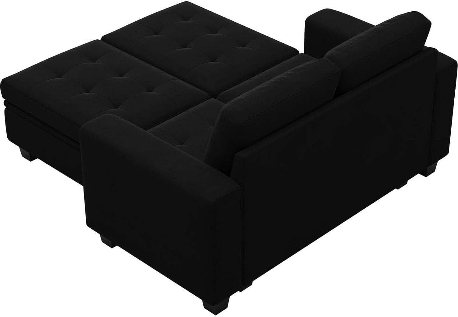 Velvet Modular Sectional Sofa Storage And Reversible Chaise