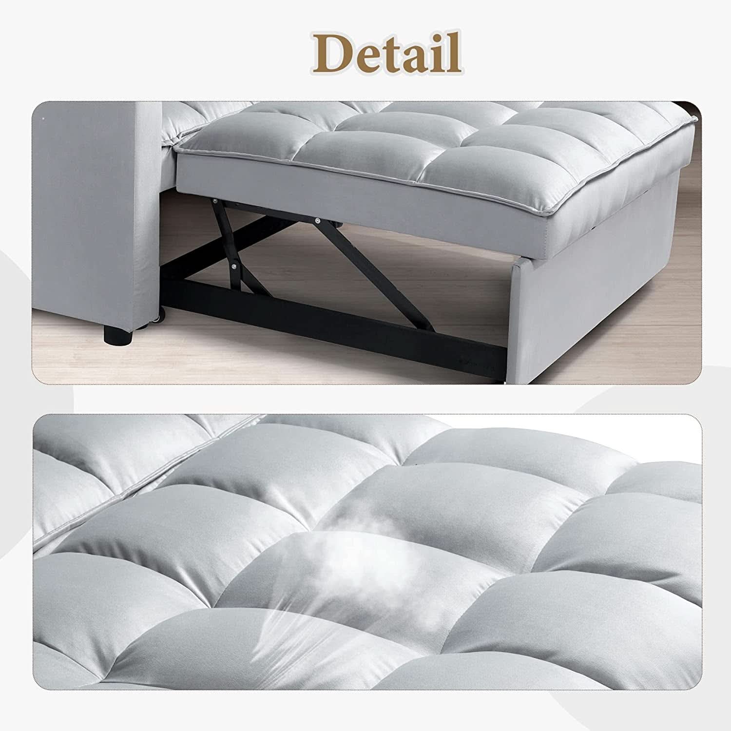 Velvet Sleeper Sofa With Hidden Table For Small Spaces