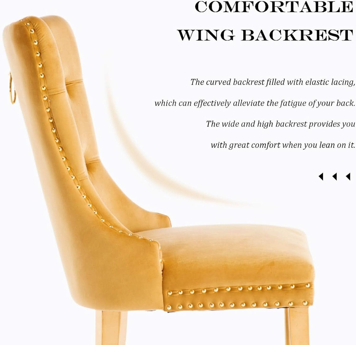 Velvet Tufted Dining Chair Set Of 2 With Nailhead Trim