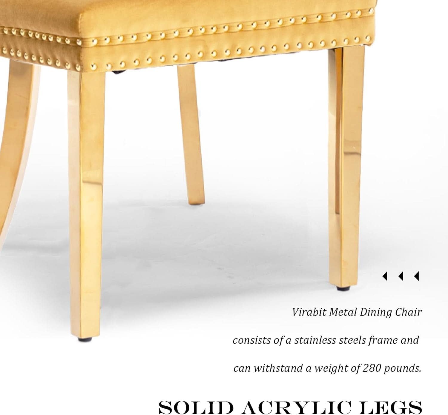 Velvet Tufted Dining Chair Set Of 2 With Nailhead Trim